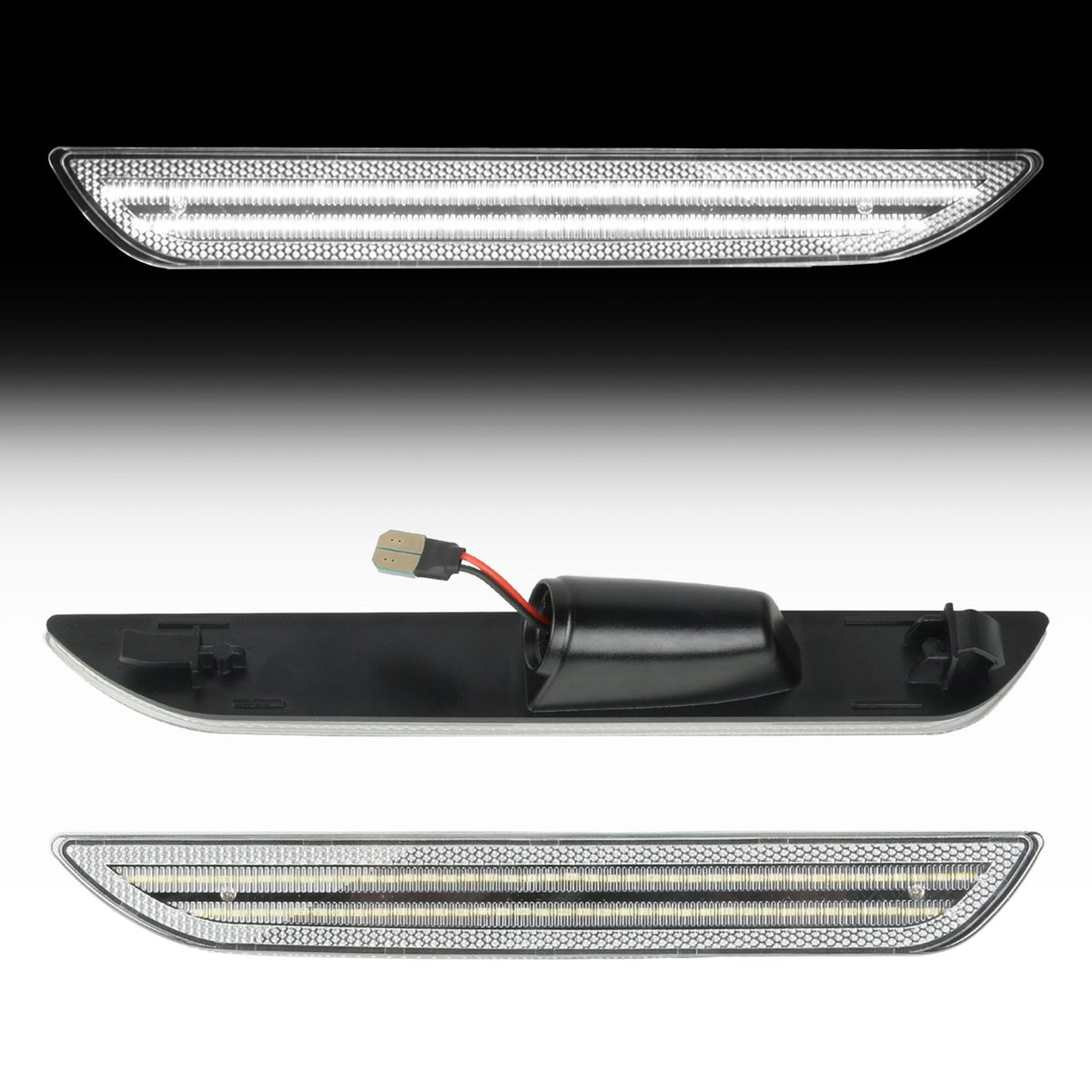 2015-2023 Mustang S550 Clear Lens White Dynamic Animation LED Side Markers