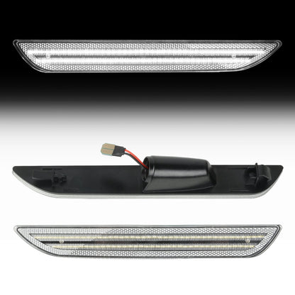 2015-2023 Mustang S550 Clear Lens White Dynamic Animation LED Side Markers