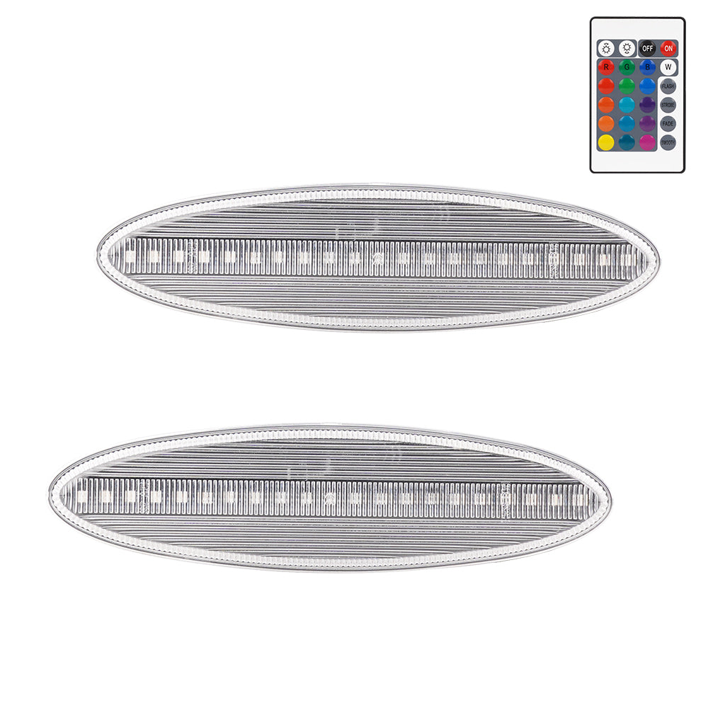 1997-2004 Corvette C5 Rear Bumper Clear Lens Remote RGB LED Side Markers
