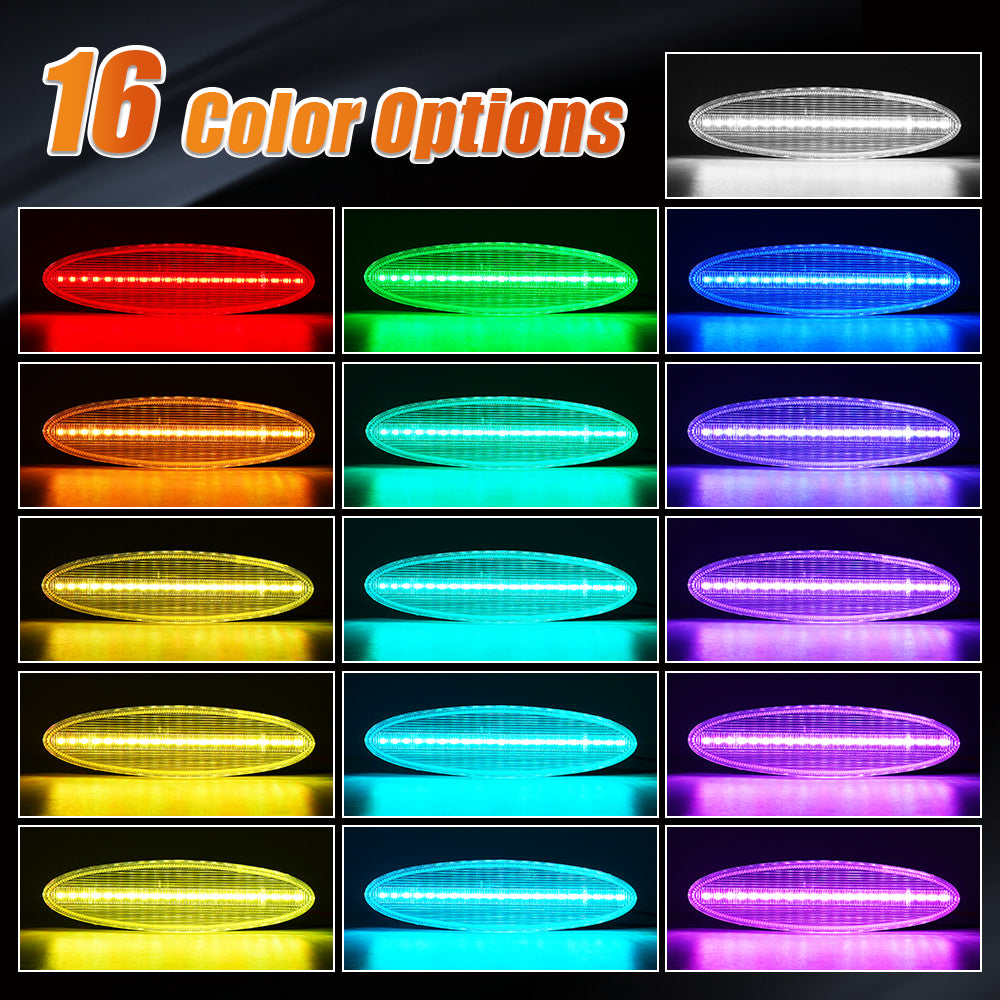 1997-2004 Corvette C5 Rear Bumper Clear Lens Remote RGB LED Side Markers