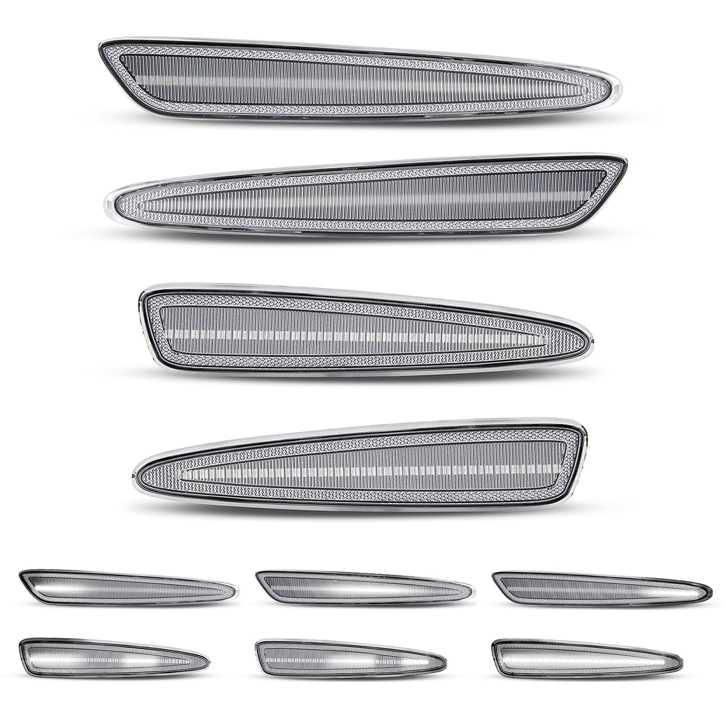 2005-2013 Corvette C6 Clear Lens White Dynamic Animation LED Side Markers Set