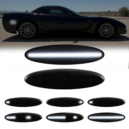 1997-2004 Corvette C5 Rear Bumper Smoke Lens White Dynamic Animation LED Side Markers