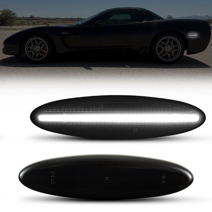 1997-2004 Corvette C5 Rear Bumper Smoke Lens White LED Side Markers