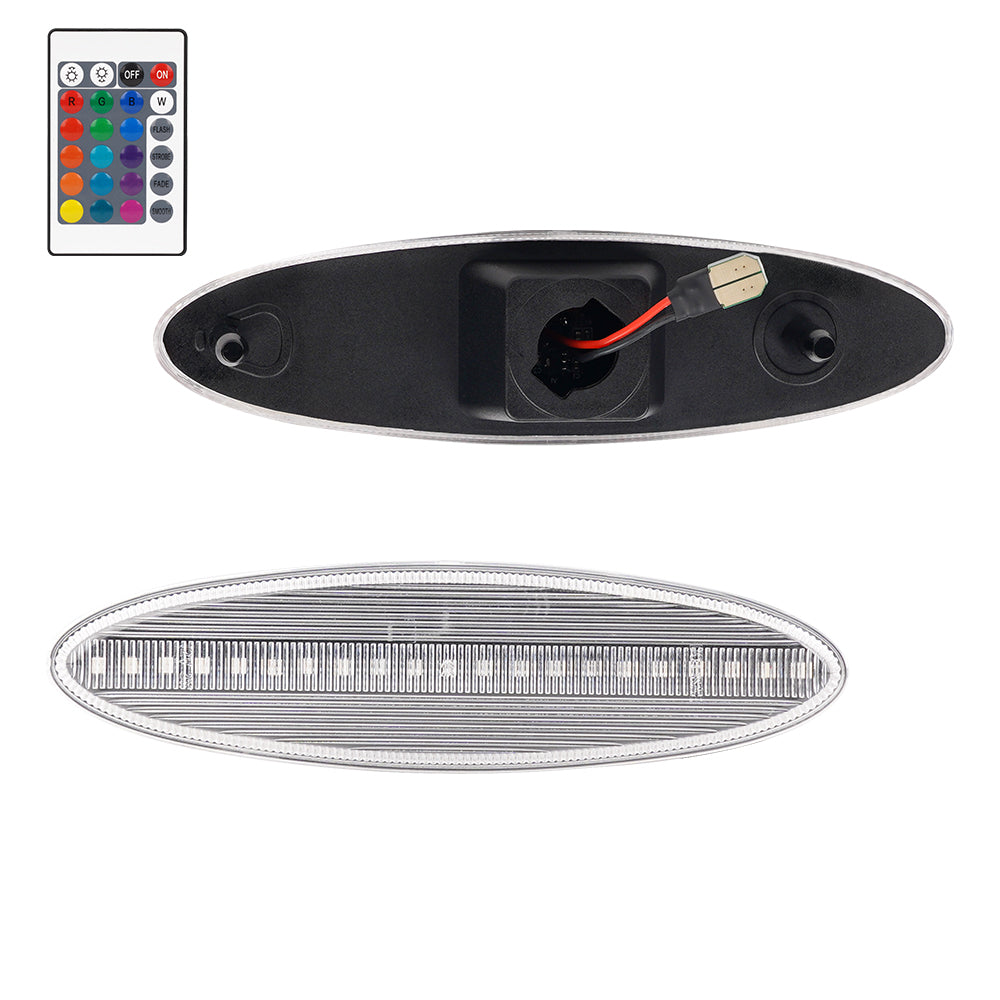 1997-2004 Corvette C5 Rear Bumper Clear Lens Remote RGB LED Side Markers