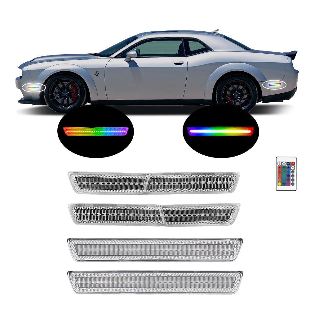 2018-2024 Dodge Challenger Widebody Remote Control RGB Clear Lens LED Side Markers