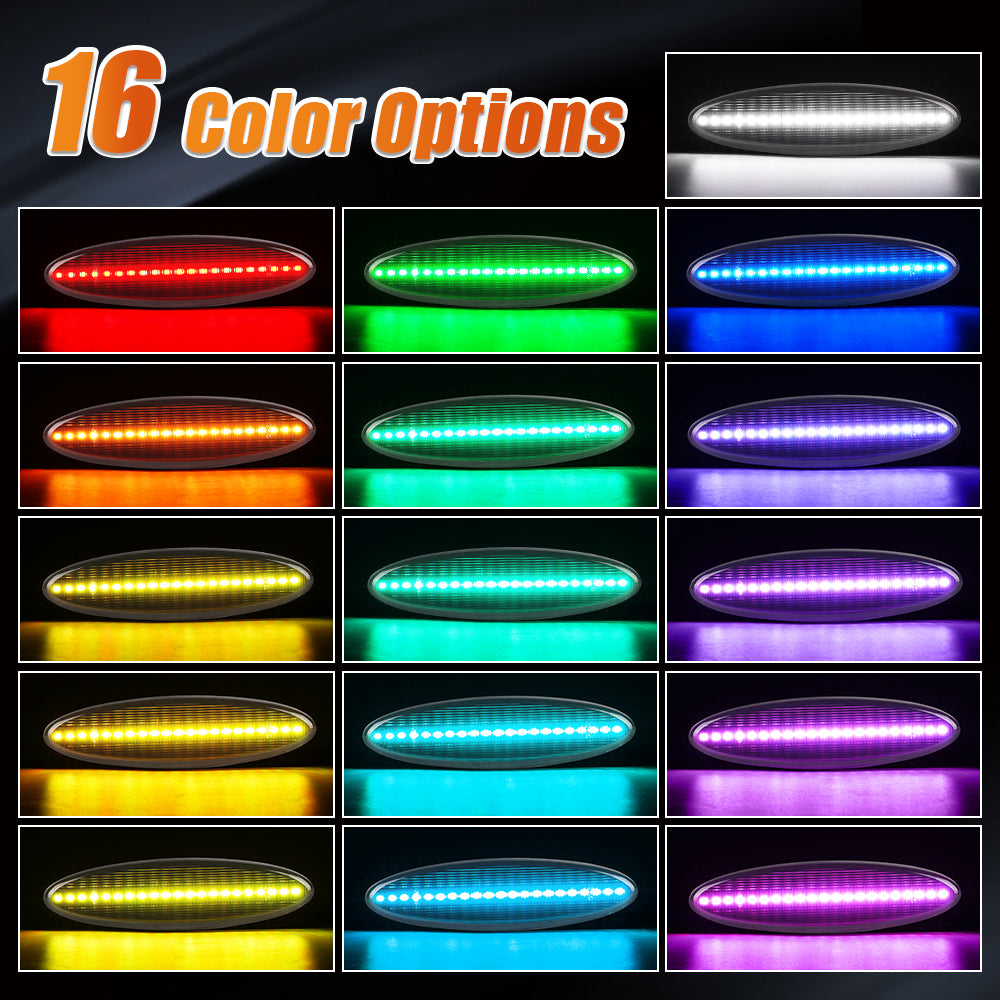 1997-2004 Corvette C5 Rear Bumper Smoke Lens Remote RGB LED Side Markers