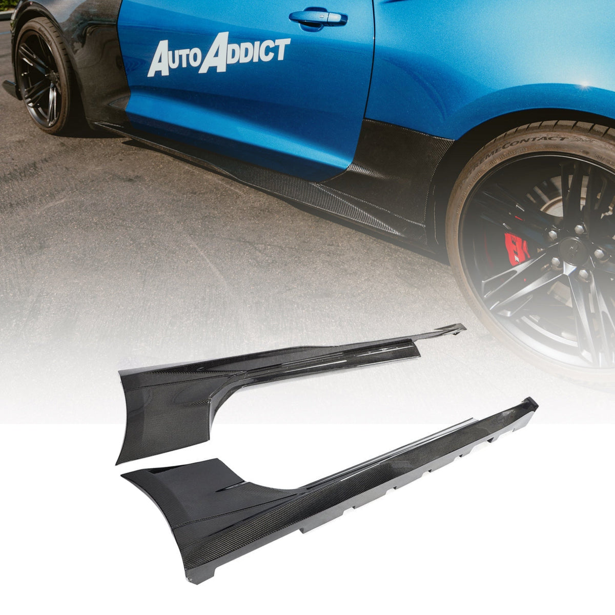 2017-2025 Chevy Camaro ZL1 OEM Side Skirt Rocker 1pc Gloss Carbon Fiber (PAIR)