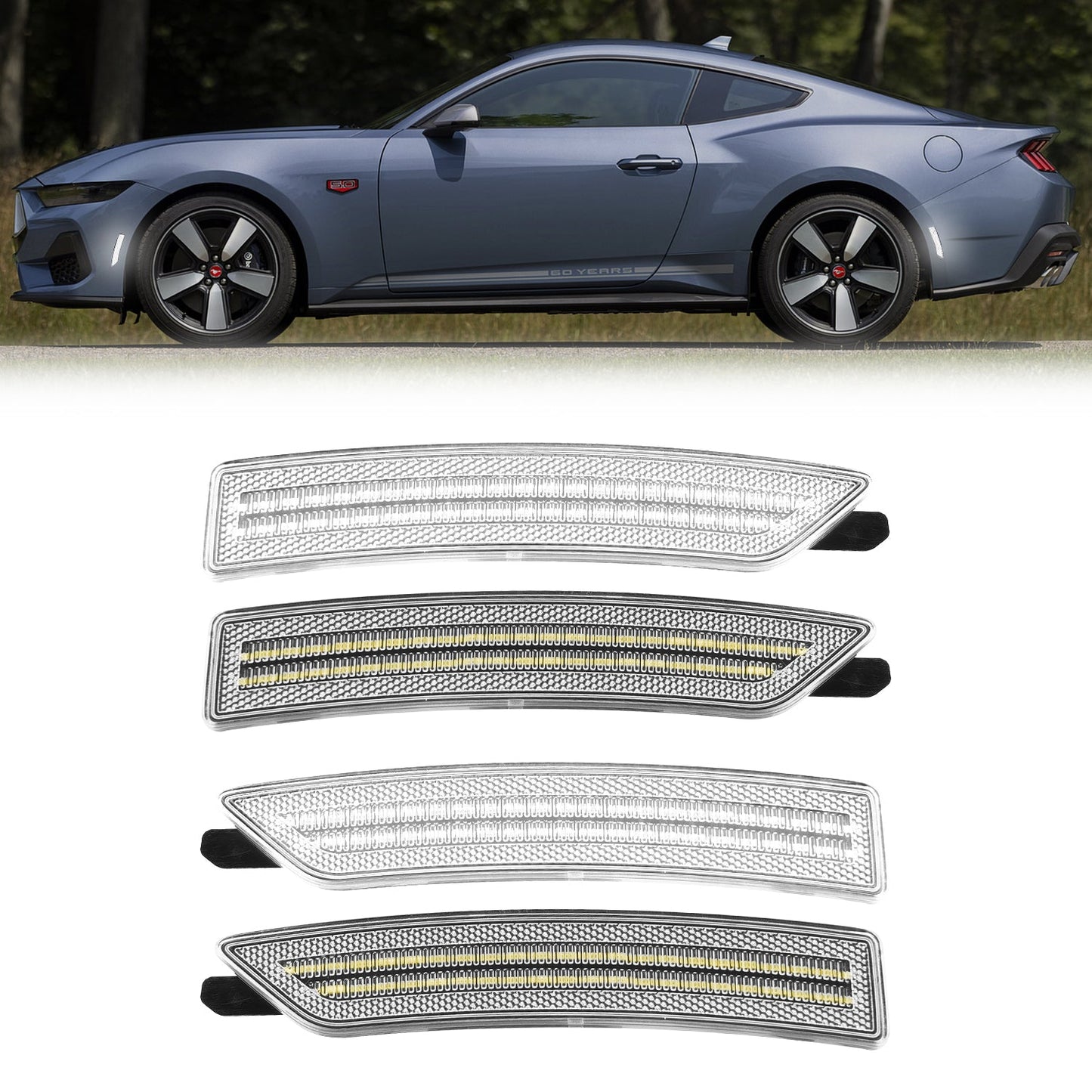 2024-2026 Ford Mustang S650 Clear White LED Side Markers