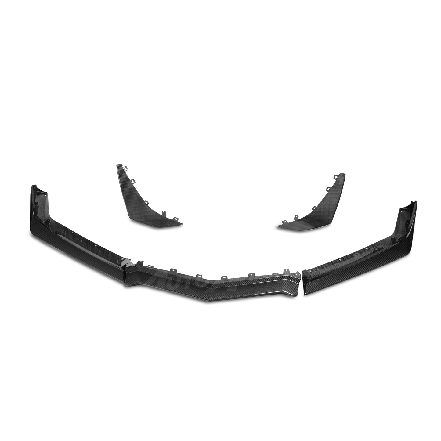 2023-2027 C8 Corvette Z06/E-Ray Type Z07 Dry Gloss Carbon Fiber Front 3pc Chin Splitter & Canards Pair