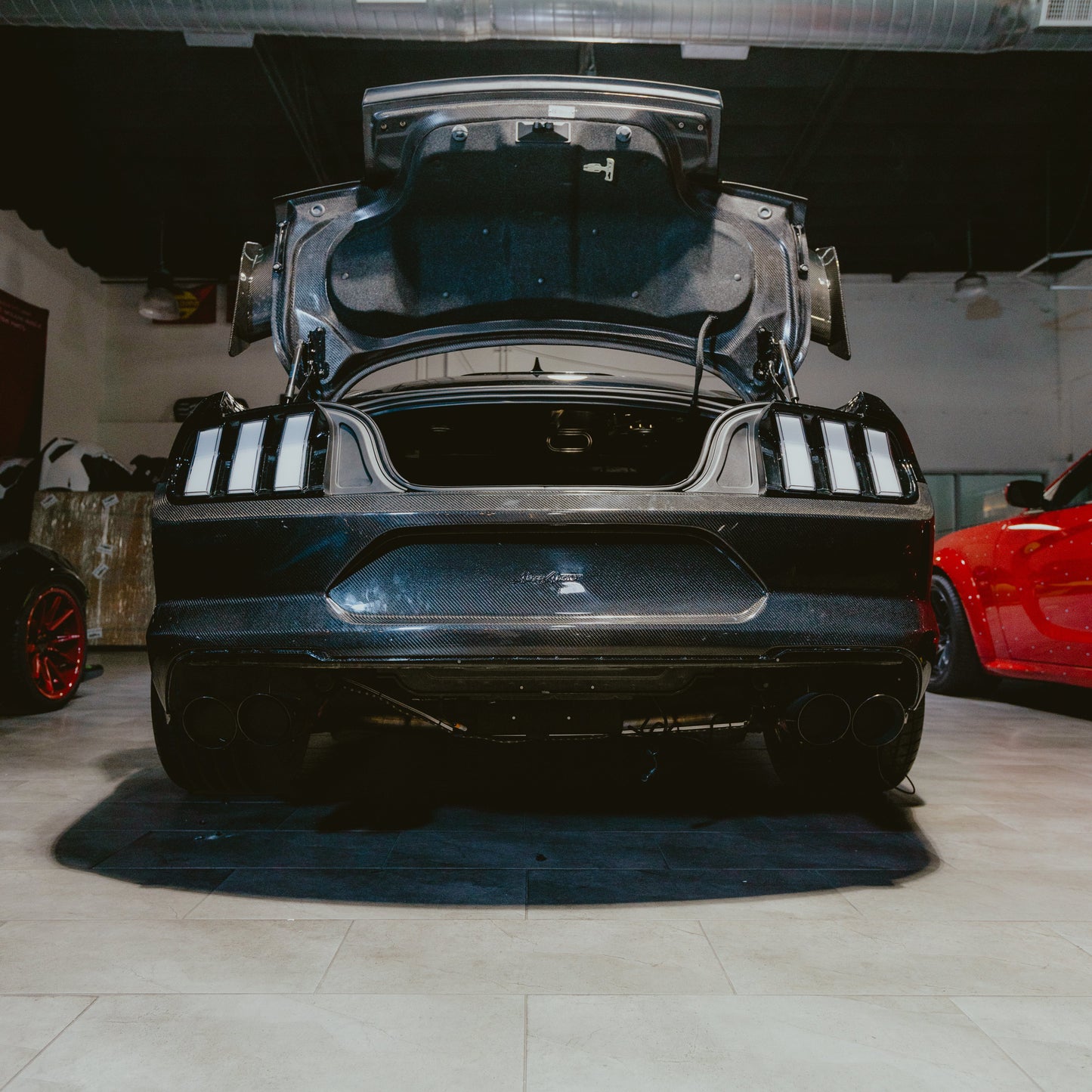 2015-2023 Ford Mustang GT500 Style Double Sided Full Carbon Fiber Track Package Rear Bumper Conversion