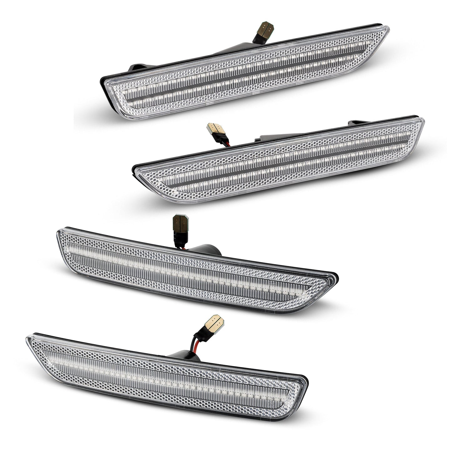 Four car fog lights on a white background