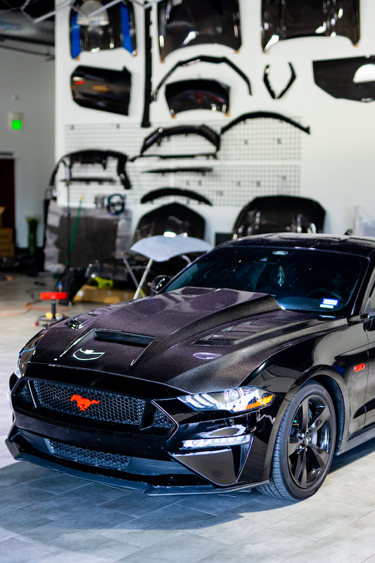2018-2023 Mustang S550 Terminator Style Hood, Gloss Carbon