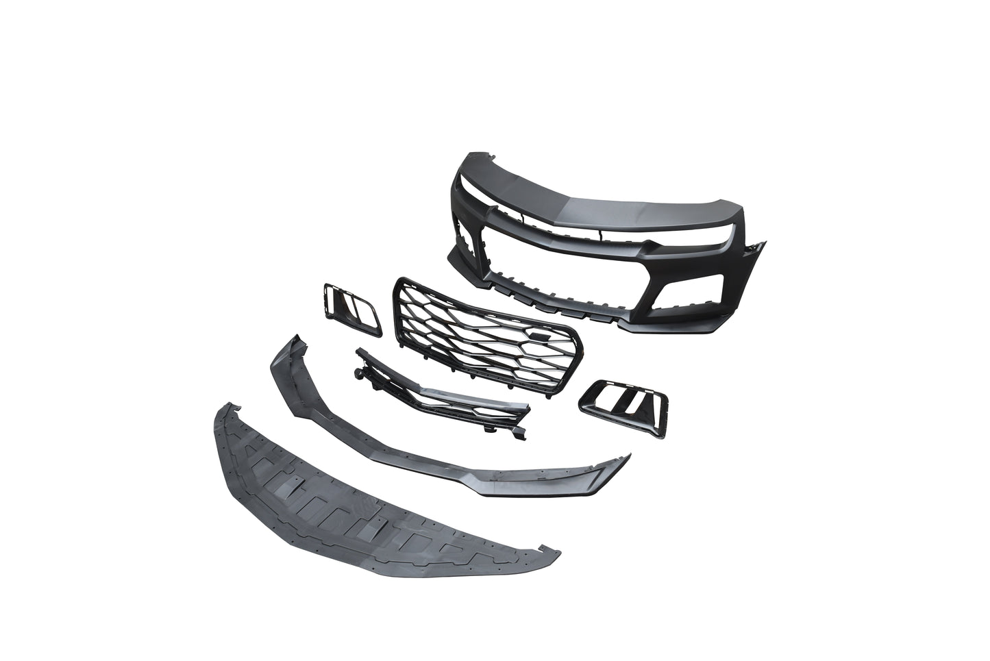 2010-2015 Chevy Camaro ZL1 Front Bumper Conversion 7pcs Full Kit Flat BLK Body Kit