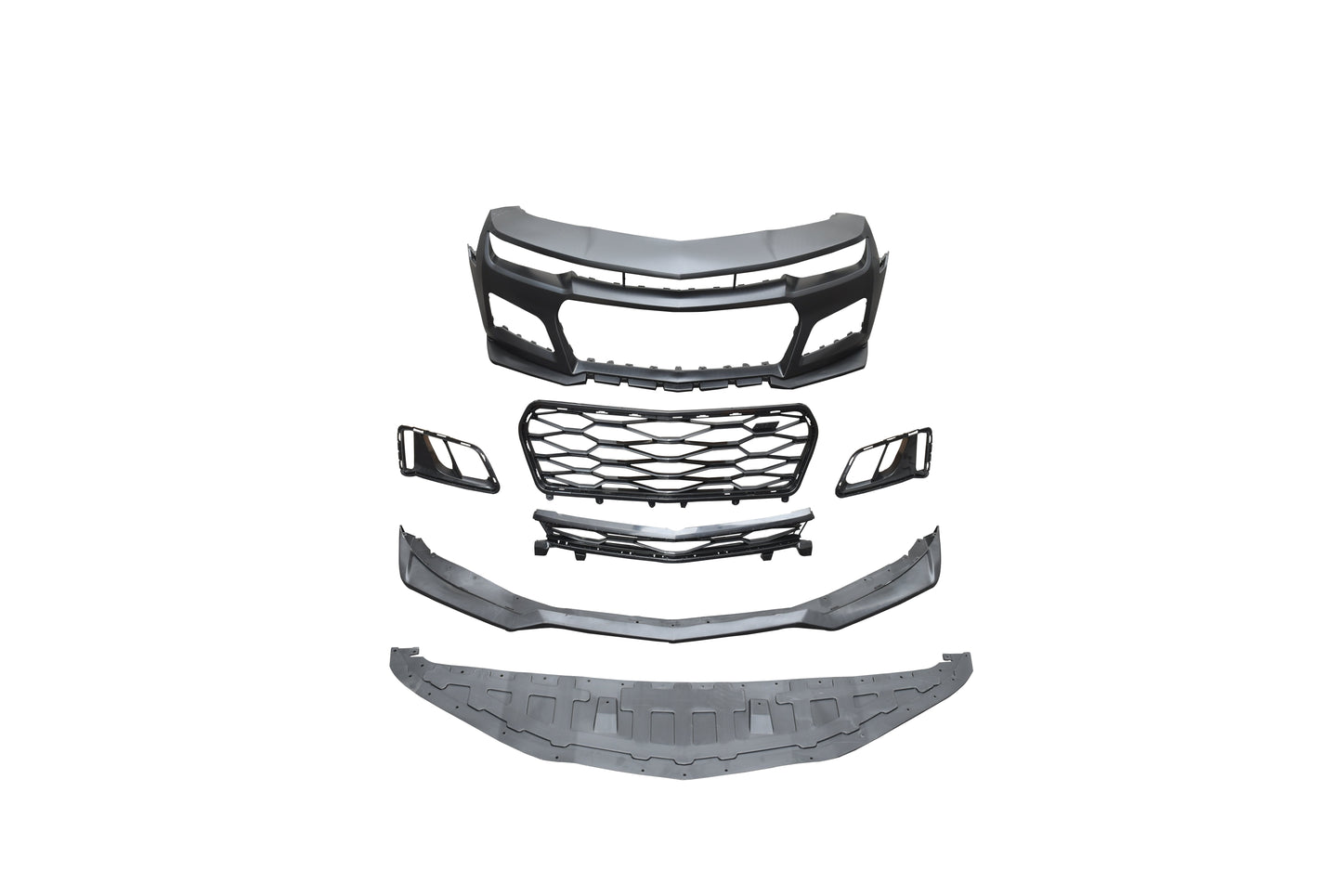 2010-2015 Chevy Camaro ZL1 Front Bumper Conversion 7pcs Full Kit Flat BLK Body Kit