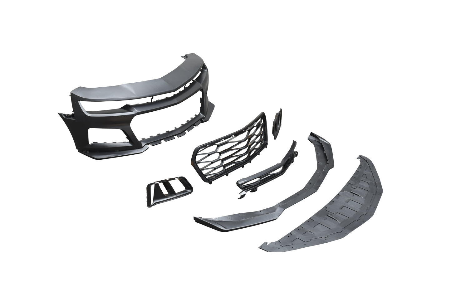 2010-2015 Chevy Camaro ZL1 Front Bumper Conversion 7pcs Full Kit Flat BLK Body Kit