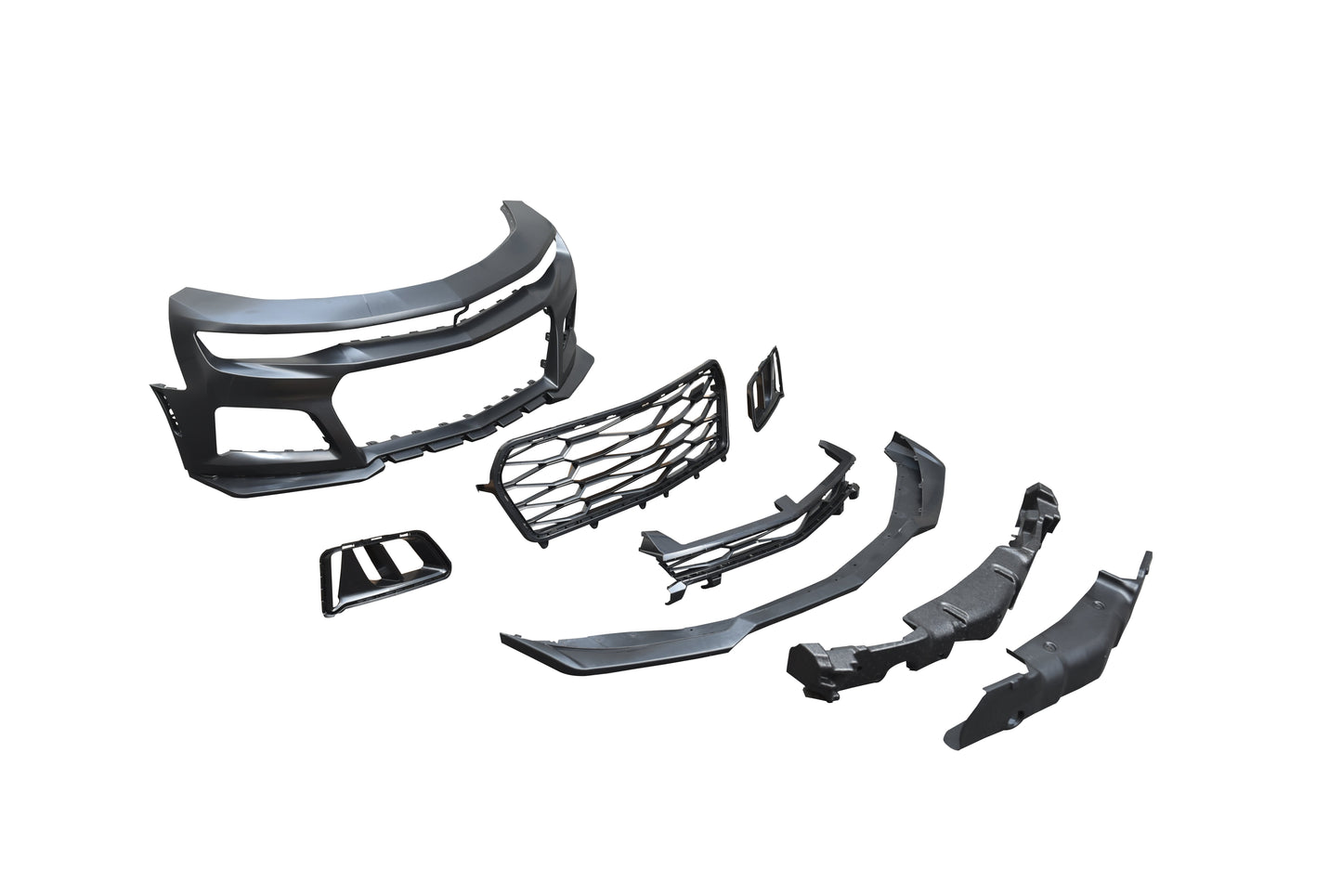 2016-2018 Chevy Camaro ZL1 Front Bumper Conversion 7pcs Ful Kit Flat BLK