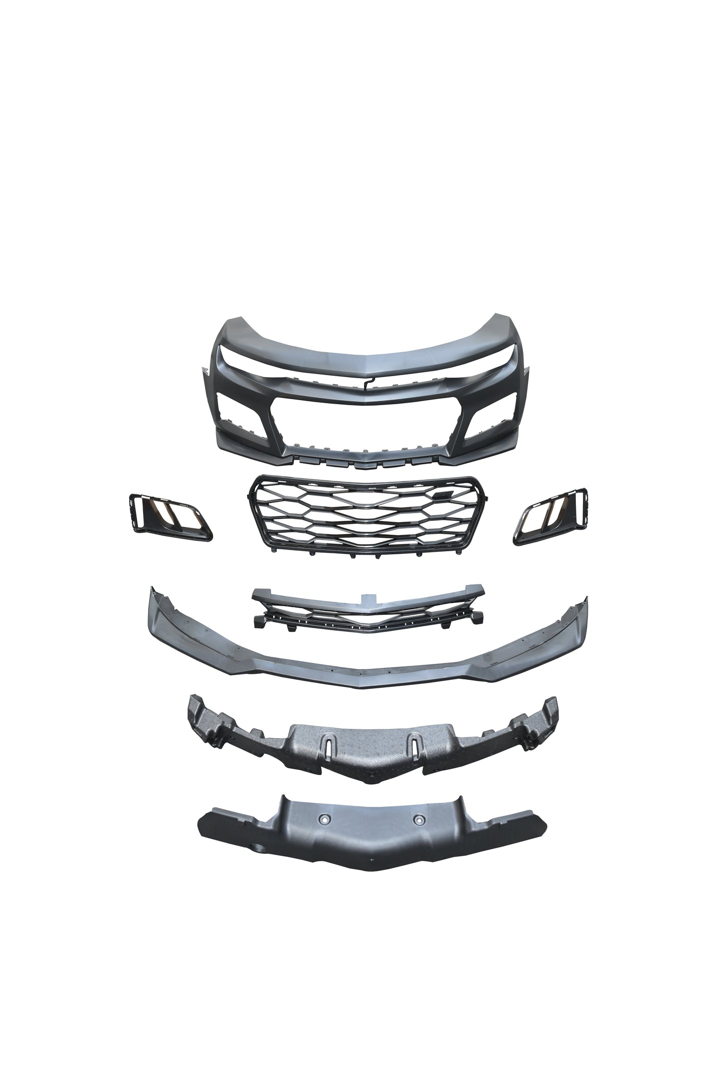 2016-2018 Chevy Camaro ZL1 Front Bumper Conversion 7pcs Ful Kit Flat BLK