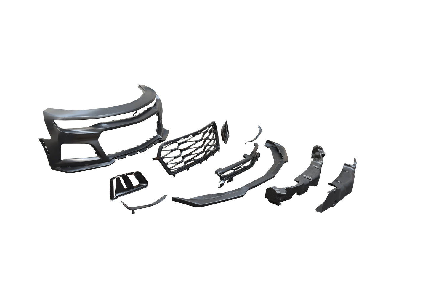 2019-2025 Chevy Camaro ZL1 Front Bumper Conversion 9pcs Full Kit Flat BLK for Non-RS Headlights