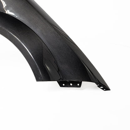 2015-2025 Dodge Charger Dry Gloss Carbon Fiber Type-Hellcat Front Fenders Widebody w/Flares 1pc