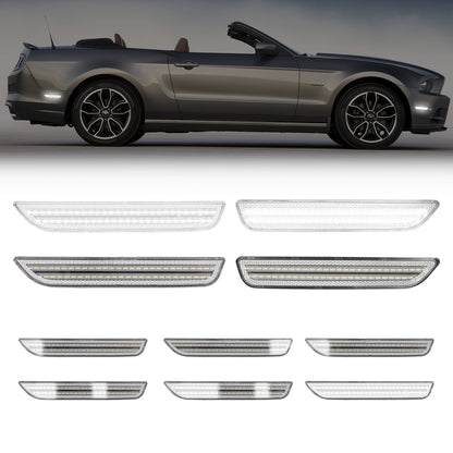 2010-2014 Ford Mustang Clear Lens White Dynamic Animation LED Side Markers
