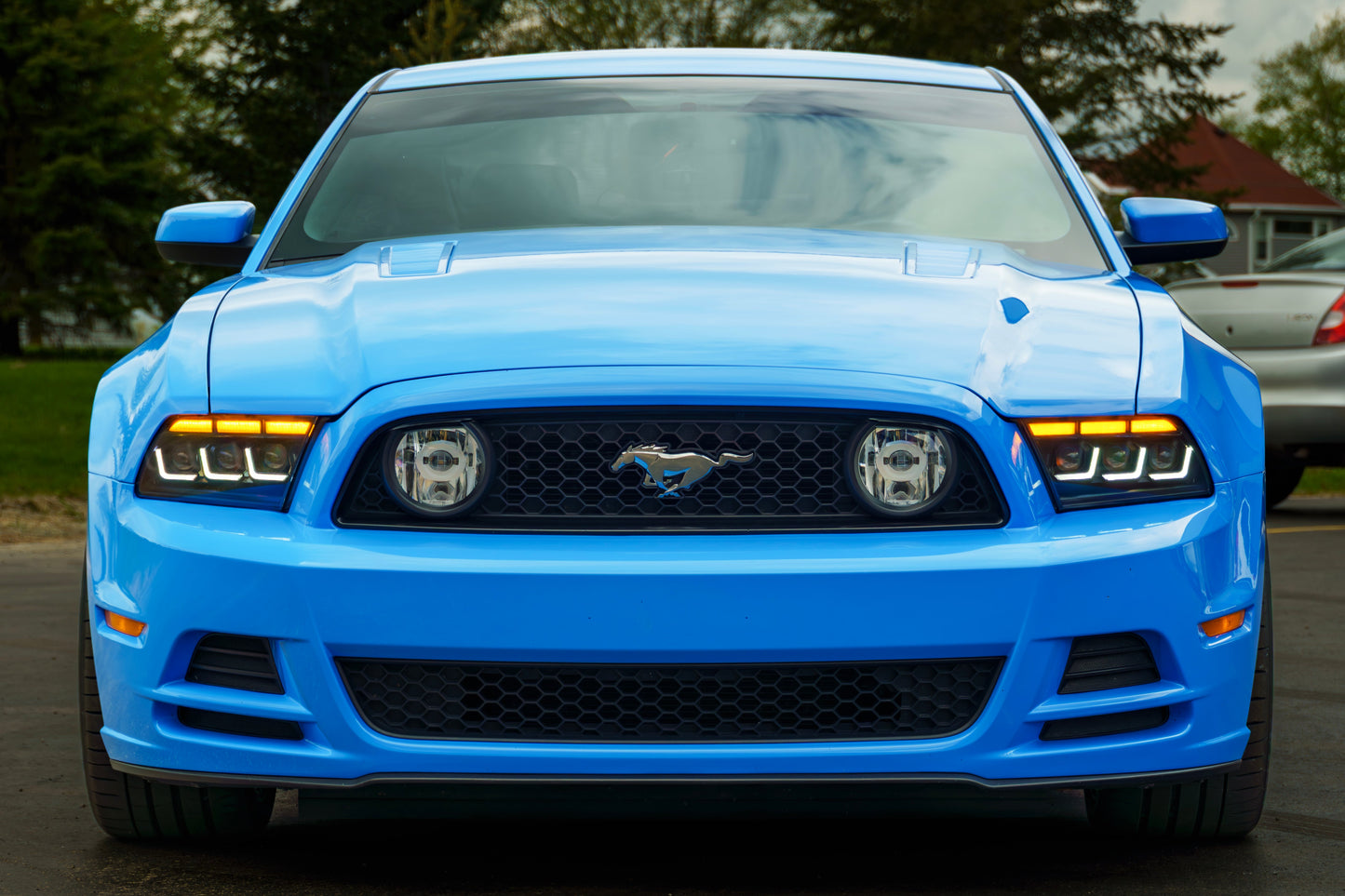 2010-2014 S197 Ford Mustang S650 Style LED Headlights W/ Amber Sequential Turn Signal (Pair)