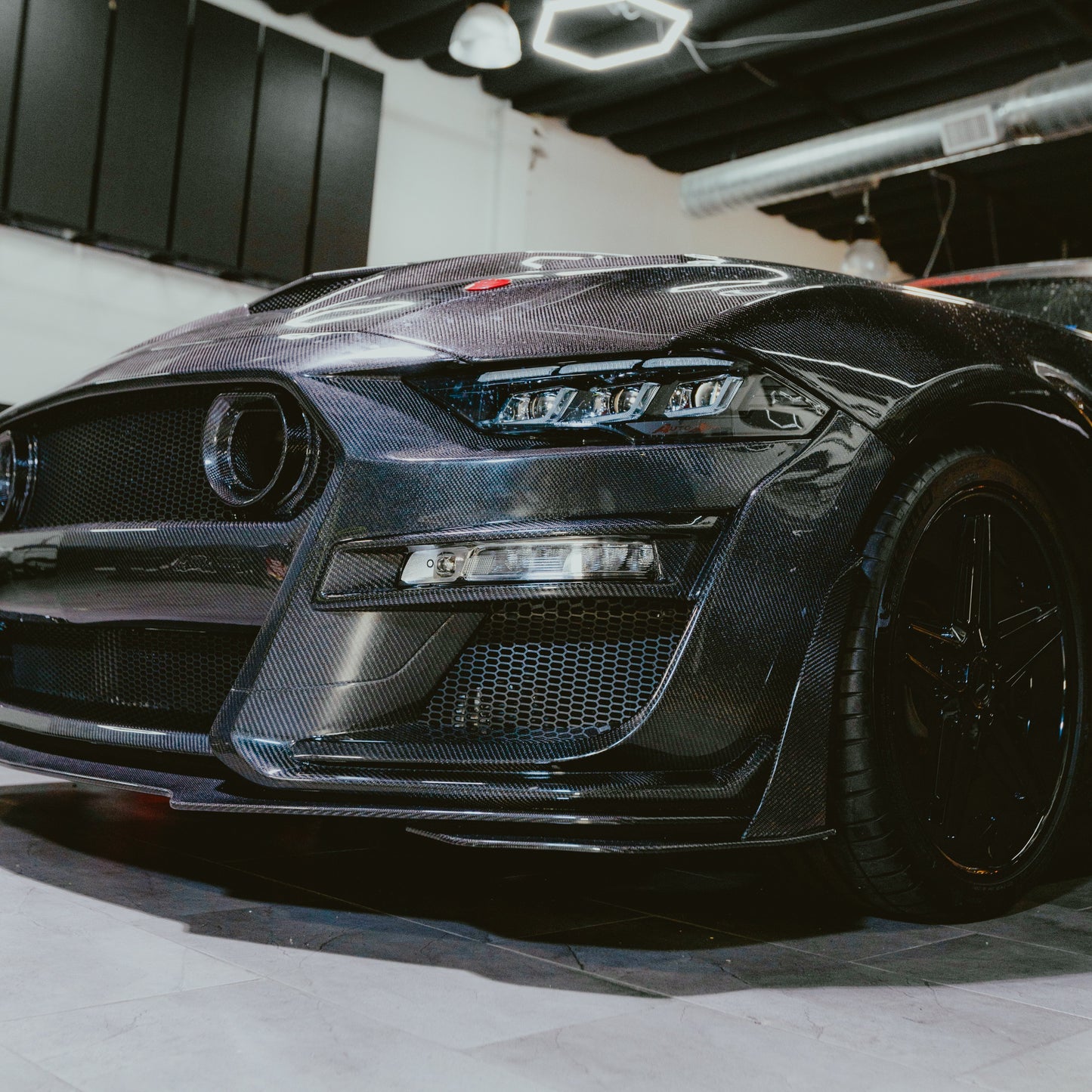 2018-2023 Ford Mustang GT500/Mach1 Combo Double Sided Full Carbon Fiber Track Package Front Bumper Conversion