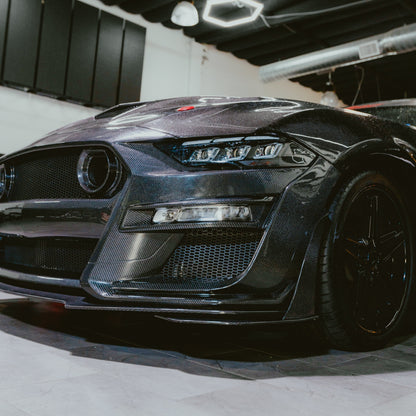 2018-2023 Ford Mustang GT500/Mach1 Combo Double Sided Full Carbon Fiber Track Package Front Bumper Conversion