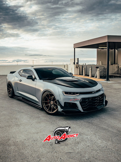 2016-2018 Chevy Camaro ZL1 1LE Track Package Front Bumper Conversion 11pcs Full Kit Flat BLK