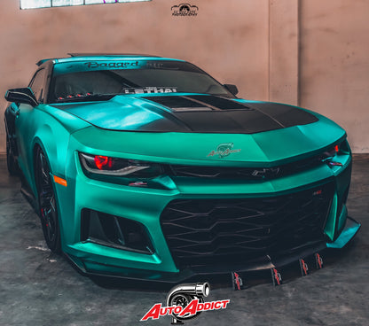 2010-2015 Chevy Camaro ZL1 Front Bumper Conversion 7pcs Full Kit Flat BLK Body Kit
