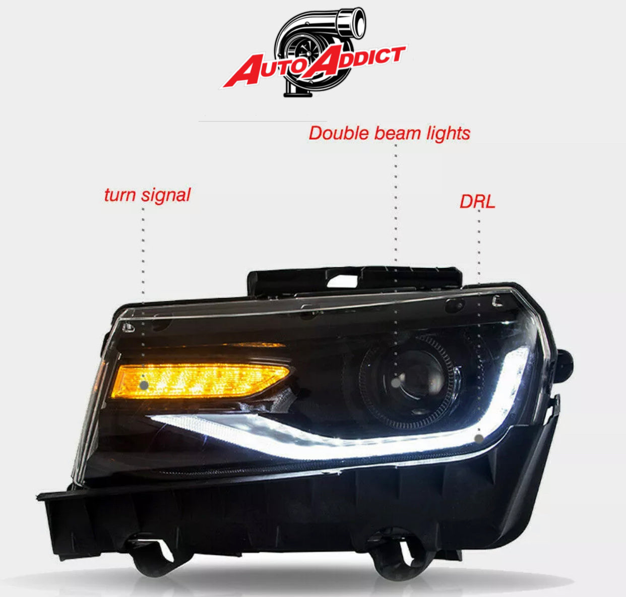 2014-2015 Chevy Camaro 6th Gen Style Headlights Projector LED DRL'S