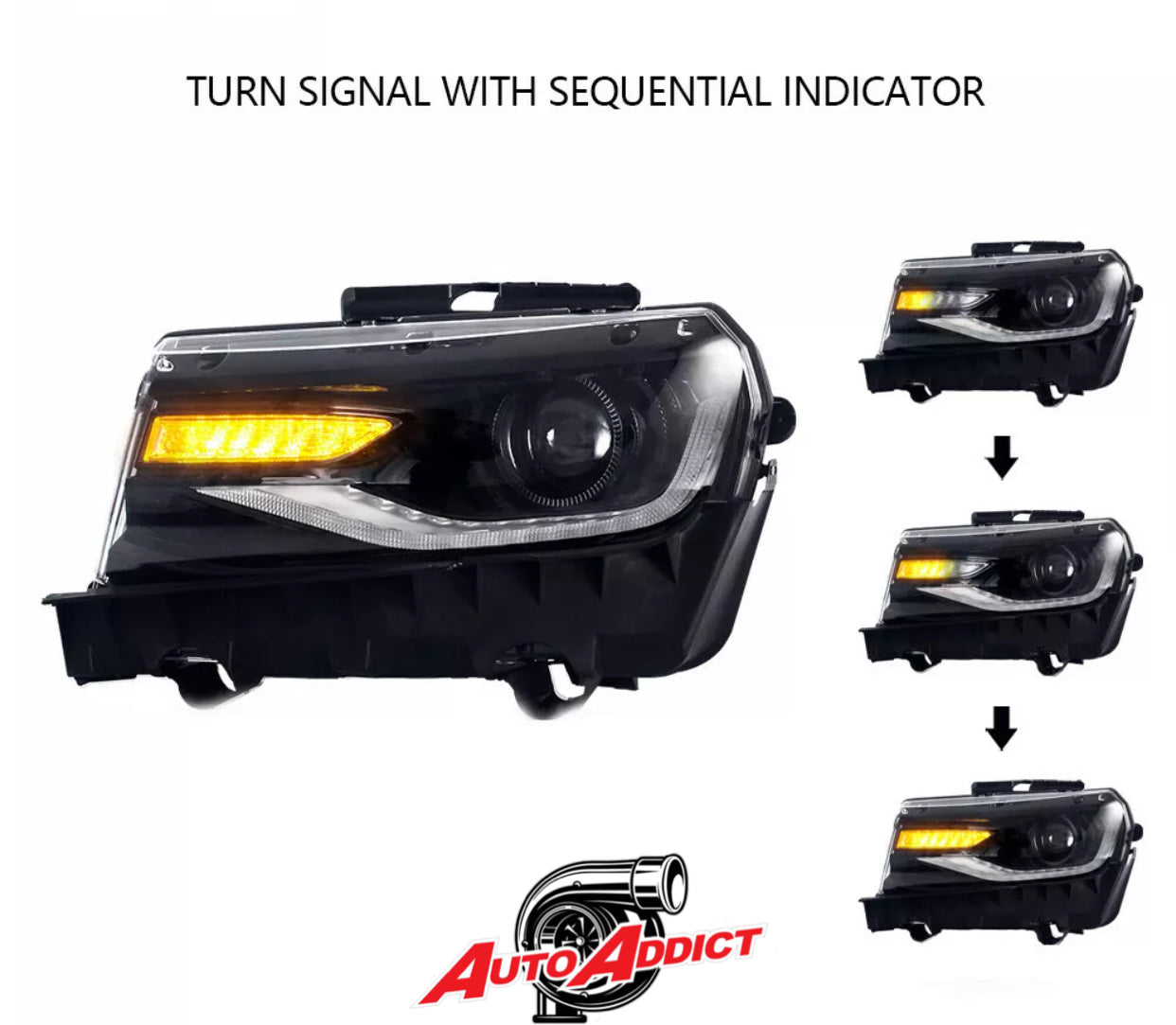 2014-2015 Chevy Camaro 6th Gen Style Headlights Projector LED DRL'S