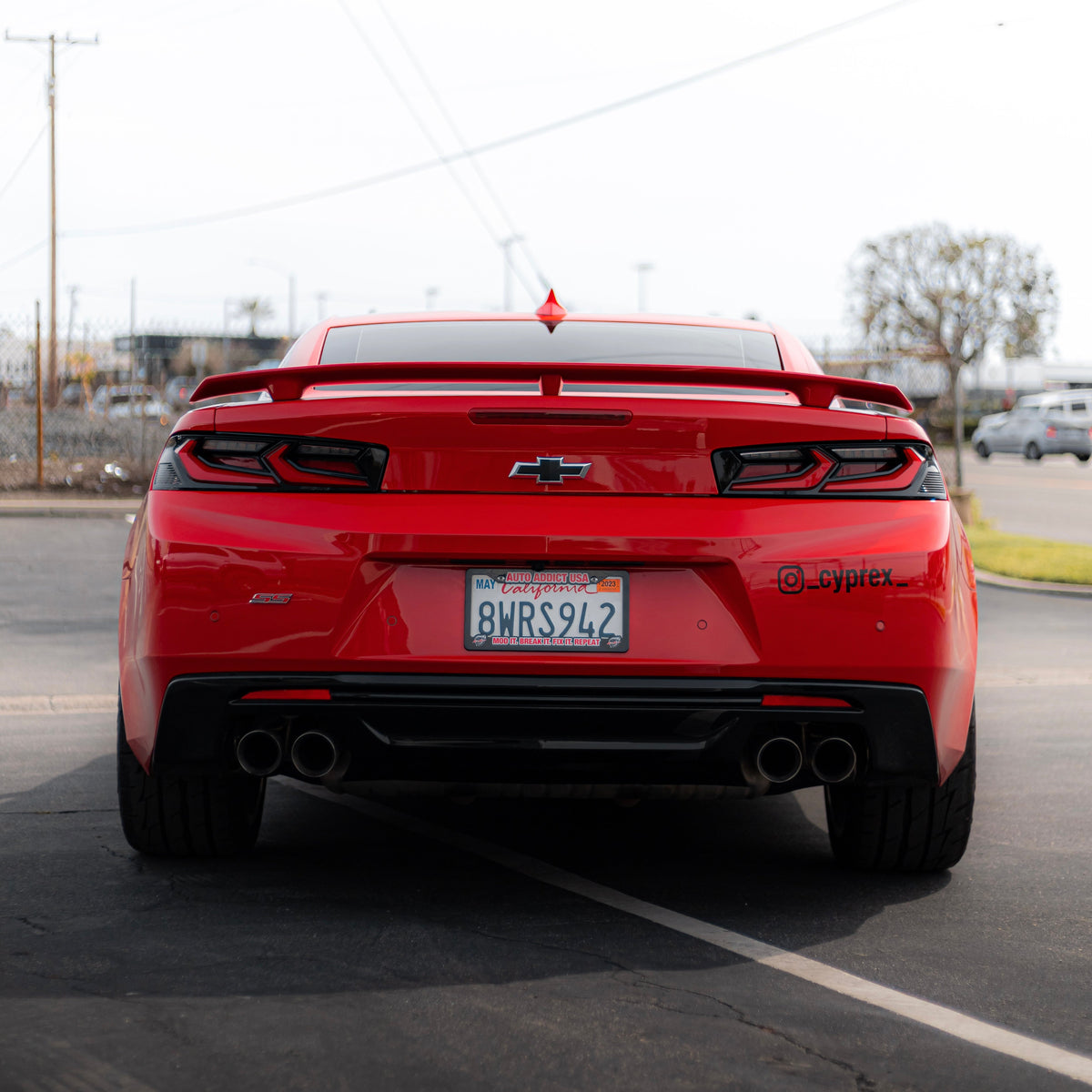 2016-2018 CHEVY CAMARO VELOX LED TAILLIGHTS GLOSS BLACK/RED LENS