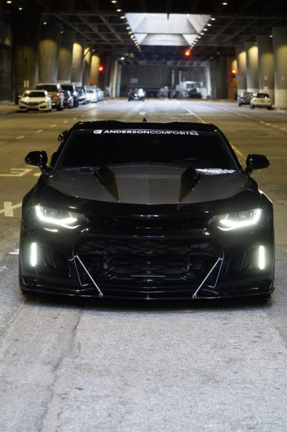 2016-2018 Chevy Camaro ZL1 Front Bumper Conversion 7pcs Ful Kit Flat BLK