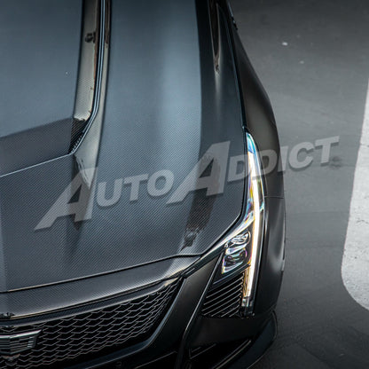 2020-2026 Cadillac CT5/V-Blackwing Heritage Spec Pre-Preg V-Shaped Double Sided Carbon Fiber Hood