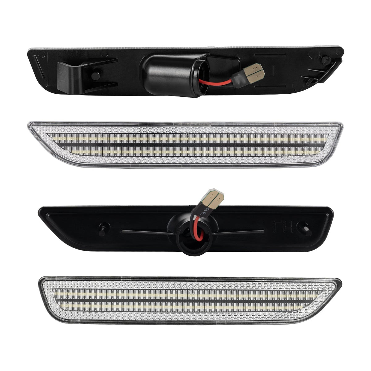 2010-2014 Ford Mustang Clear Lens White Dynamic Animation LED Side Markers