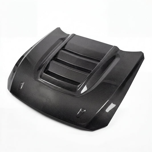 2024–2026 Mustang S650 Heritage SC™ V-Shaped Dry Gloss Carbon Fiber Hood Track Package
