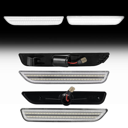 2010-2014 Ford Mustang Clear Lens White Dynamic Animation LED Side Markers