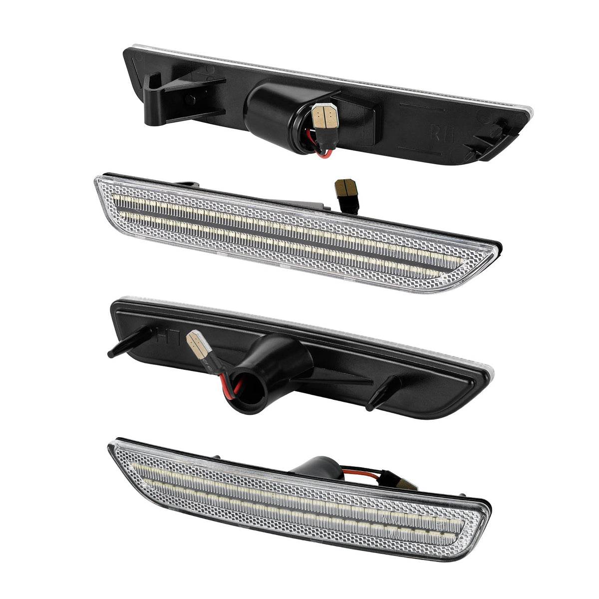 2010-2014 Ford Mustang Clear Lens White Dynamic Animation LED Side Markers
