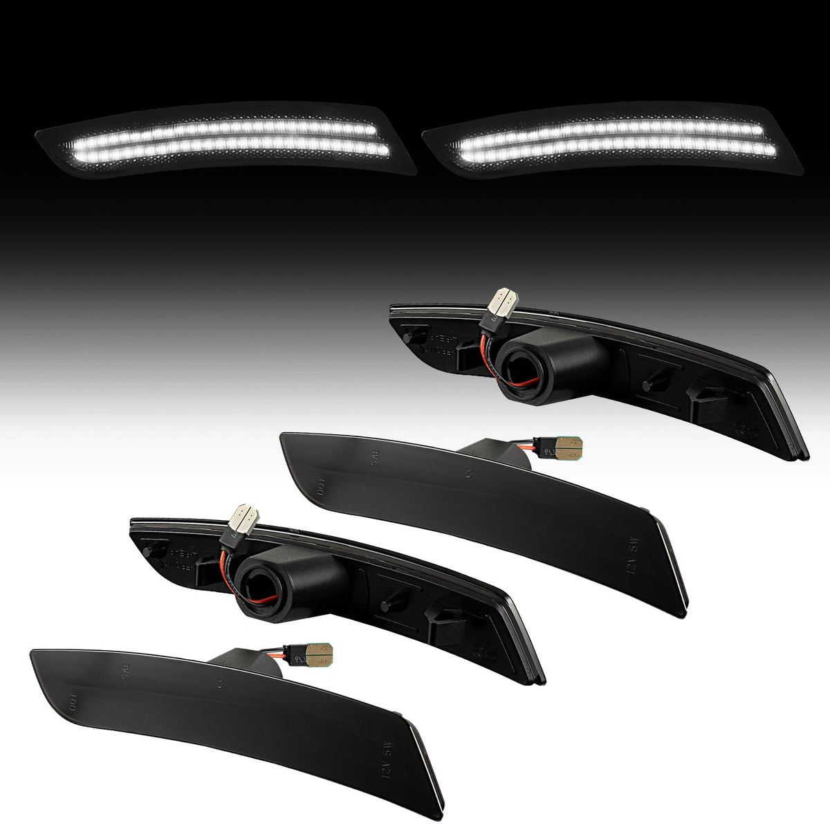 2016-2025 Chevrolet Camaro Smoked White LED Side Markers Set