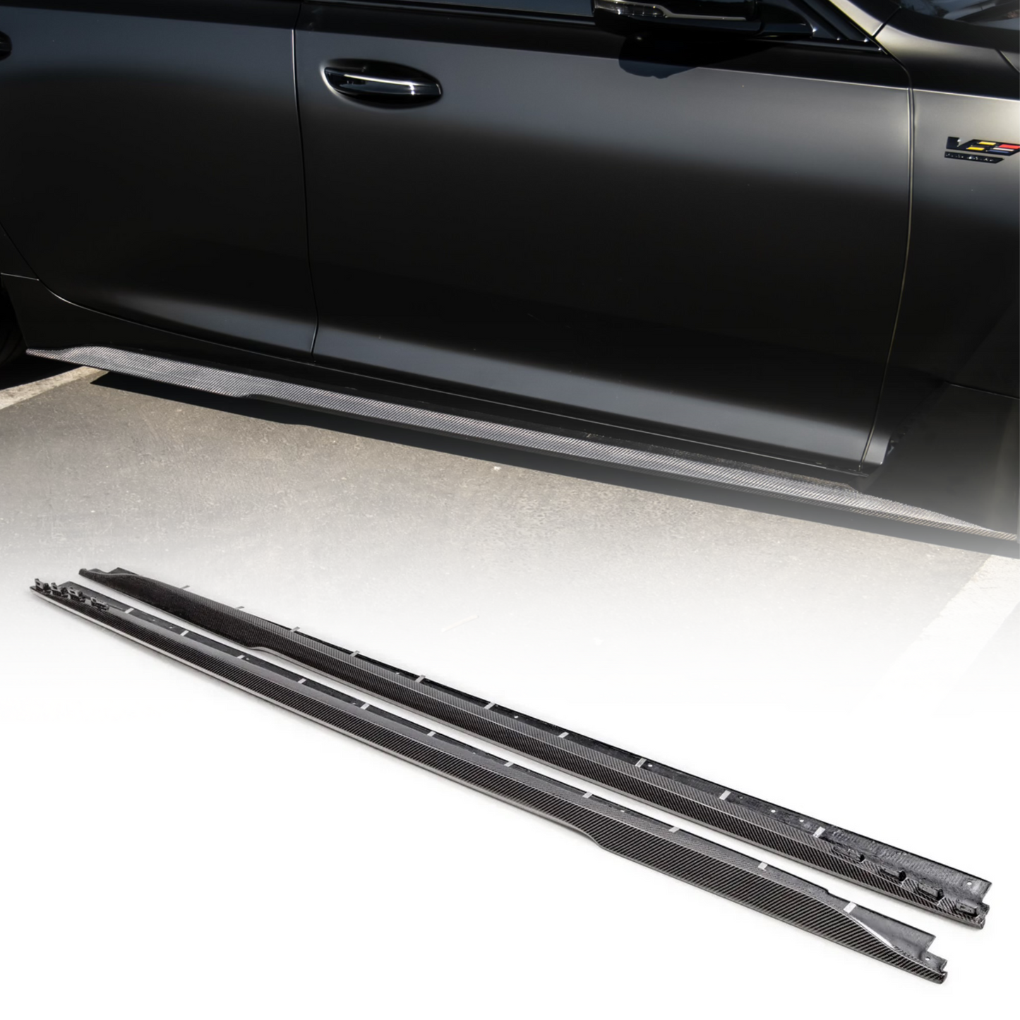2022-2026 Cadillac CT5-V Blackwing Type-ST Gloss Carbon Fiber Side Rocker Panel Extensions