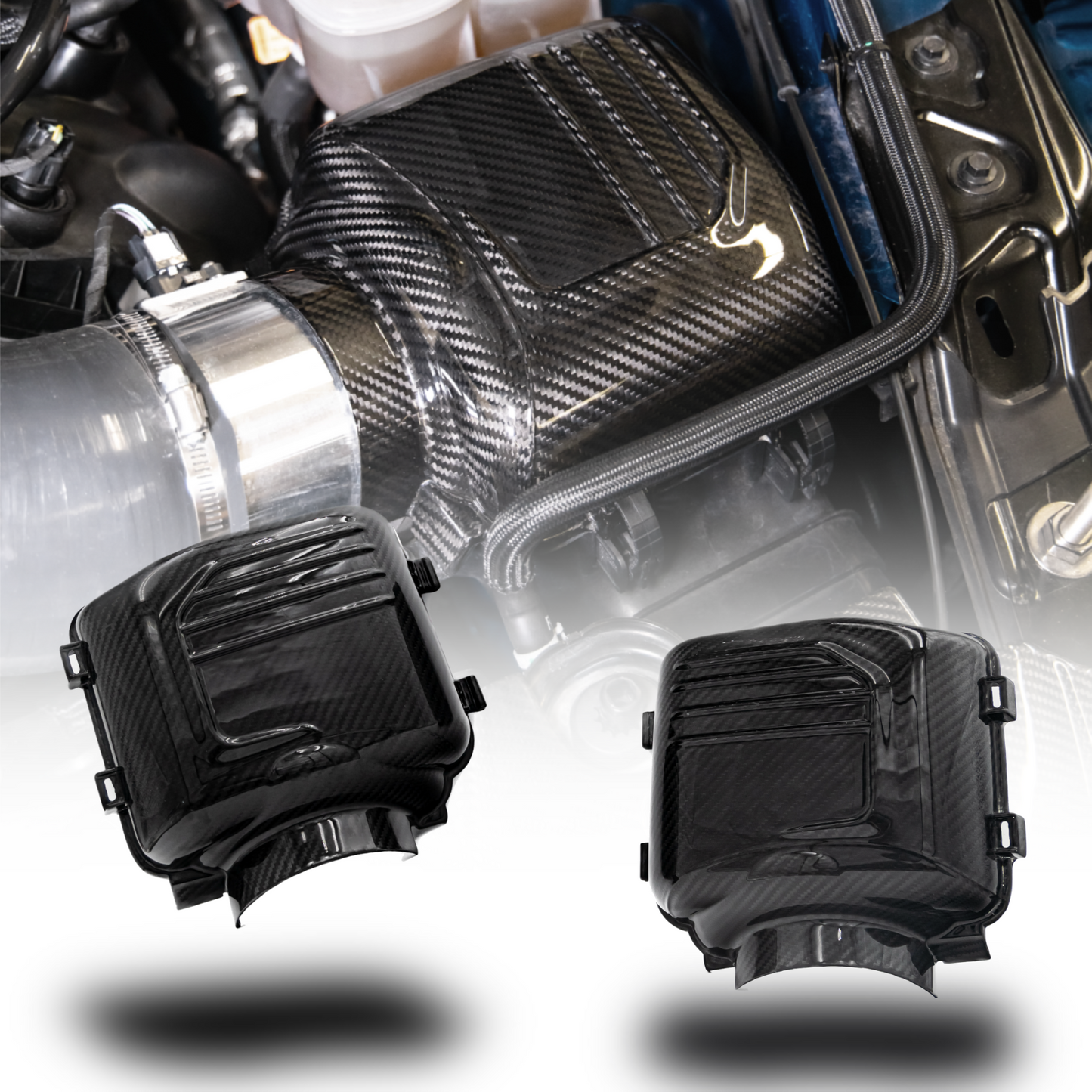 2024-2025 Ford Mustang S650 Carbon Fiber Intake Cover (Pair)