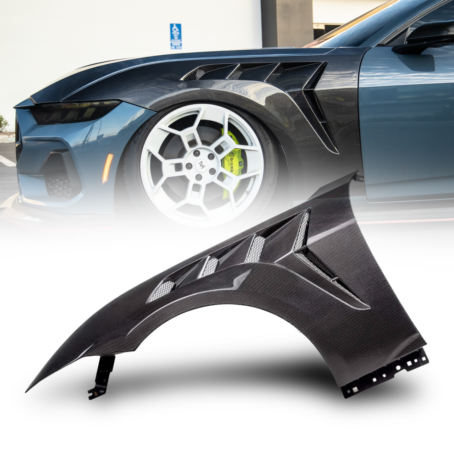 2024 + Ford Mustang S650 Type-GTD Carbon Fiber Front Fenders Pair