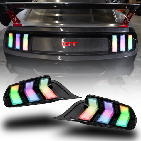 2015-2023 Mustang S550 Euro Taillights S650 Style RGB (Clear/Smoked)