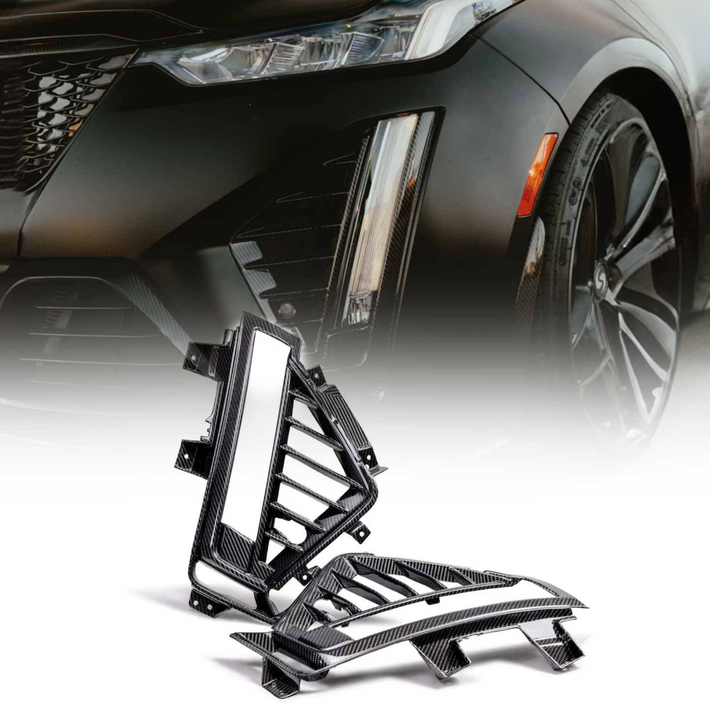 2022-2024 Cadillac CT5-V Blackwing Gloss Carbon Fiber Side Grilles (Pair)