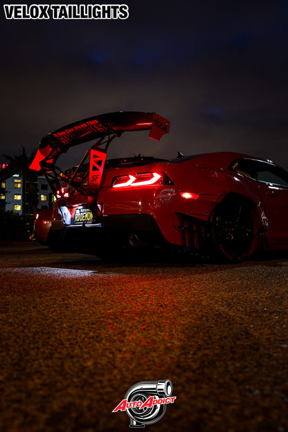 2014-2015 CHEVY CAMARO VELOX LED TAILLIGHTS GLOSS BLACK/RED LENS