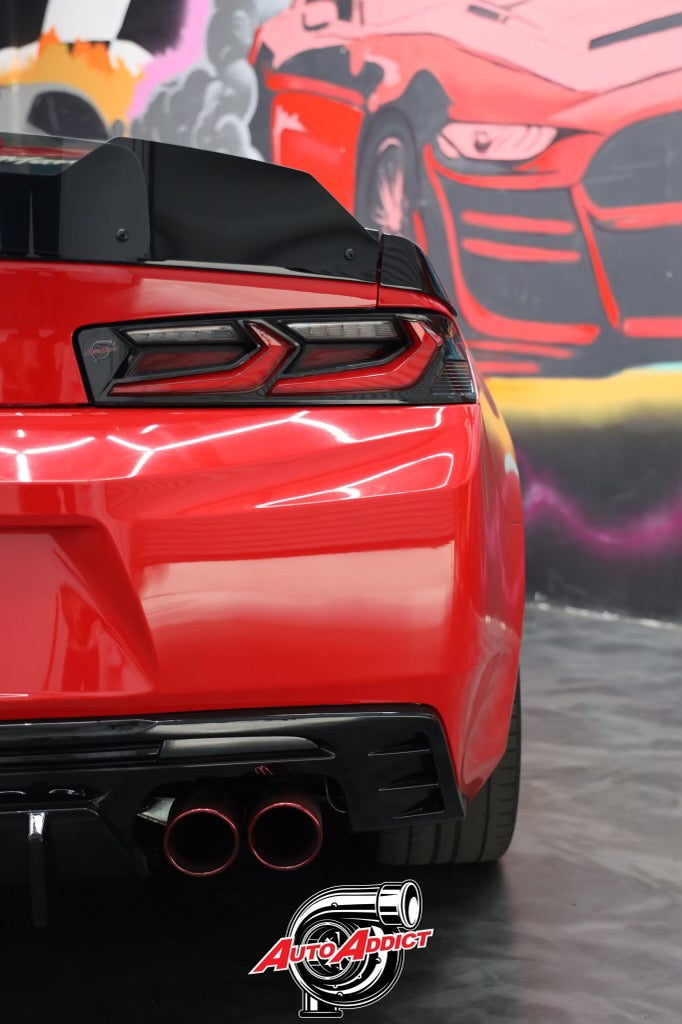 2016-2018 CHEVY CAMARO VELOX LED TAILLIGHTS GLOSS BLACK/RED LENS