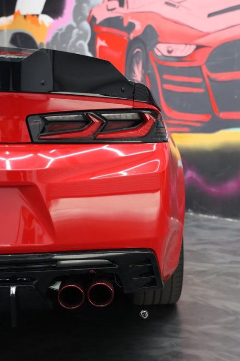 2016-2018 CHEVY CAMARO VELOX LED TAILLIGHTS GLOSS BLACK/RED LENS