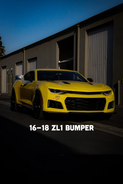 2016-2018 Chevy Camaro ZL1 Front Bumper Conversion 7pcs Ful Kit Flat BLK
