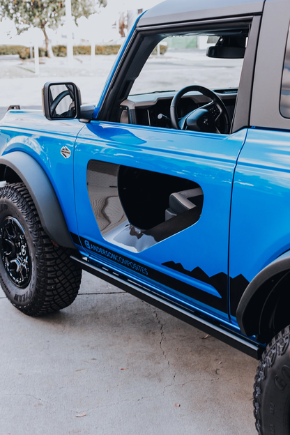 2021-2024 FORD BRONCO FIBERGLASS HALO DOORS WITH CARBON FIBER INSERTS (2-DOOR)