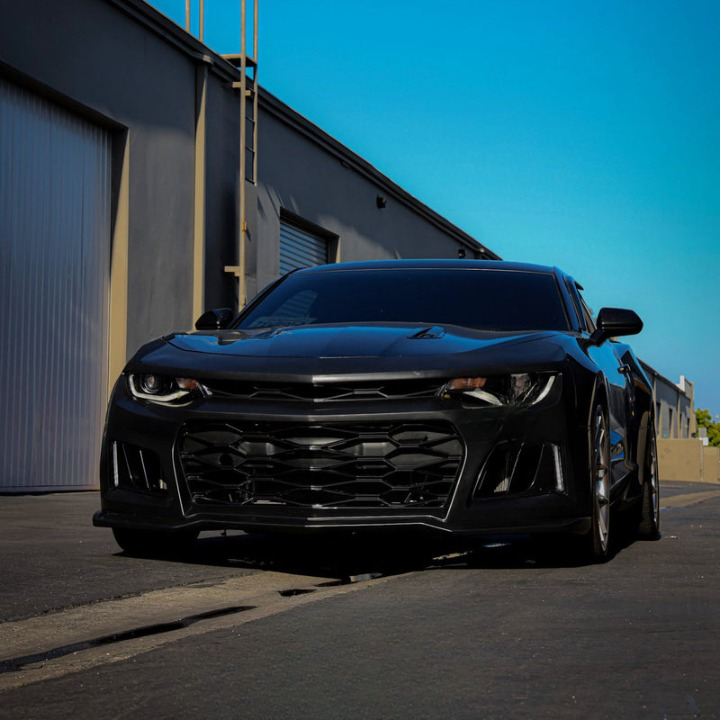 2016-2018 Chevy Camaro ZL1 Front Bumper Conversion 7pcs Ful Kit Flat BLK